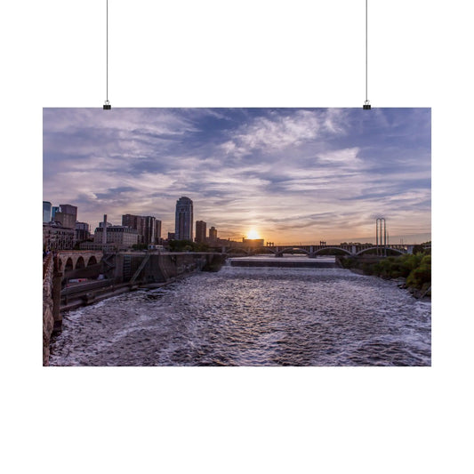 Mississippi River Downtown Minneapolis - Matte Horizontal Posters 36x24 & 20x16 Poster Prints - StarLuxeTrend