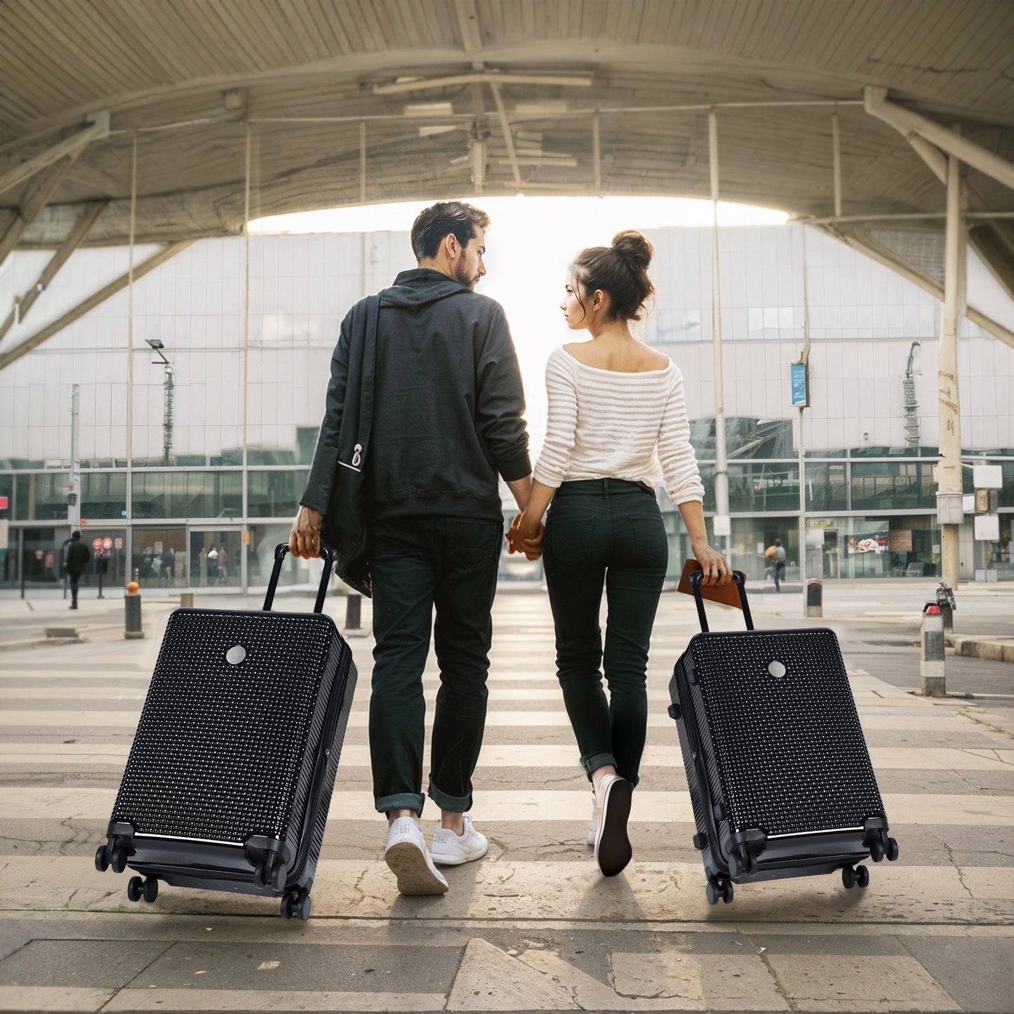 3 Piece Set Of Hard Shell Suitcases With Wheels, Light Expandable Travel Suitcase With TSA Lock, Carry-On, Checked Luggage,20 Inches, 24 Inches, 28 Inches - StarLuxeTrend