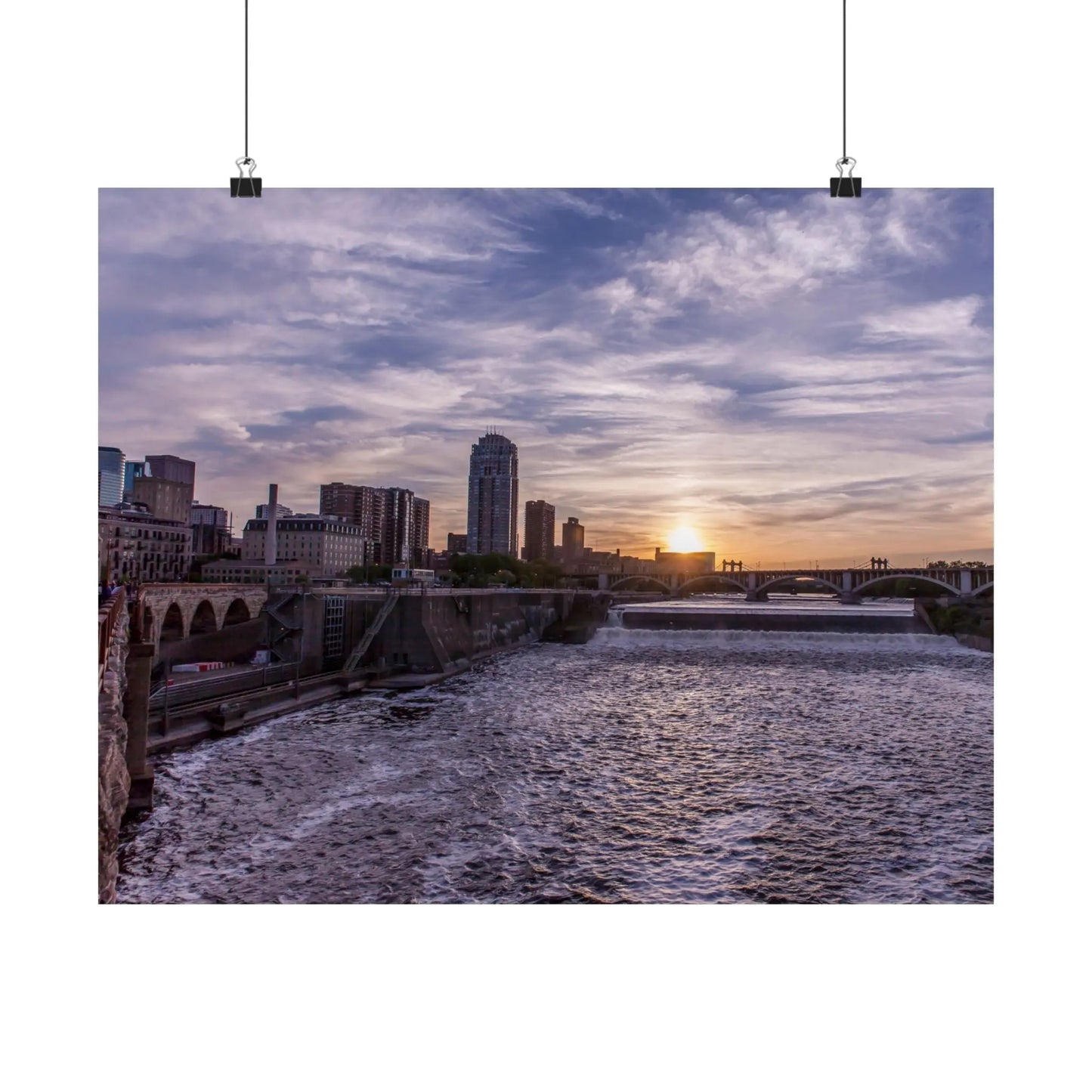 Mississippi River Downtown Minneapolis - Matte Horizontal Posters 36x24 & 20x16 Poster Prints - StarLuxeTrend