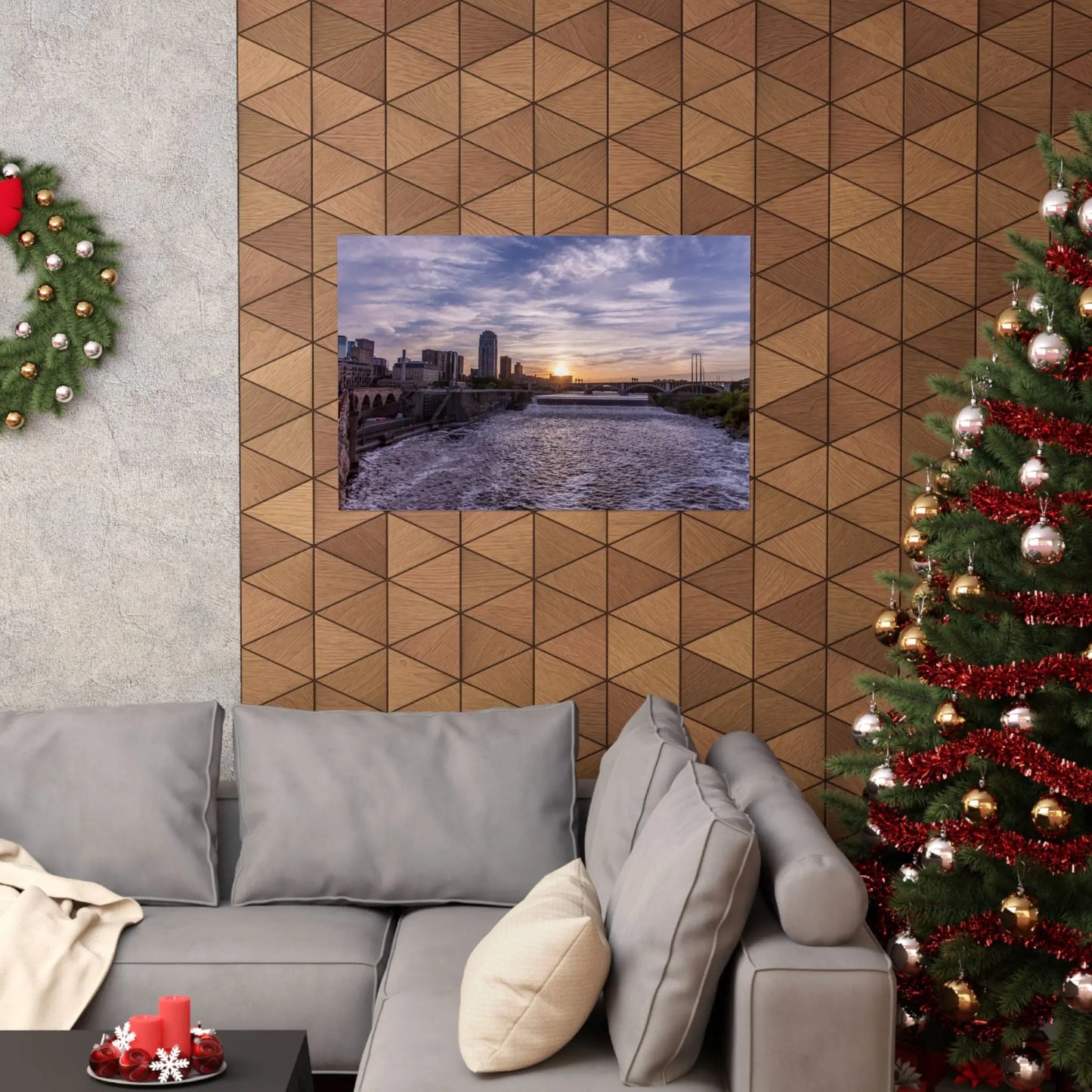 Mississippi River Downtown Minneapolis - Matte Horizontal Posters 36x24 & 20x16 Poster Prints - StarLuxeTrend