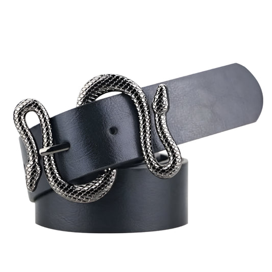Snake Buckle Women’s Fashion Belt – Stylish PU Leather Waistband for Dresses, Jeans & More