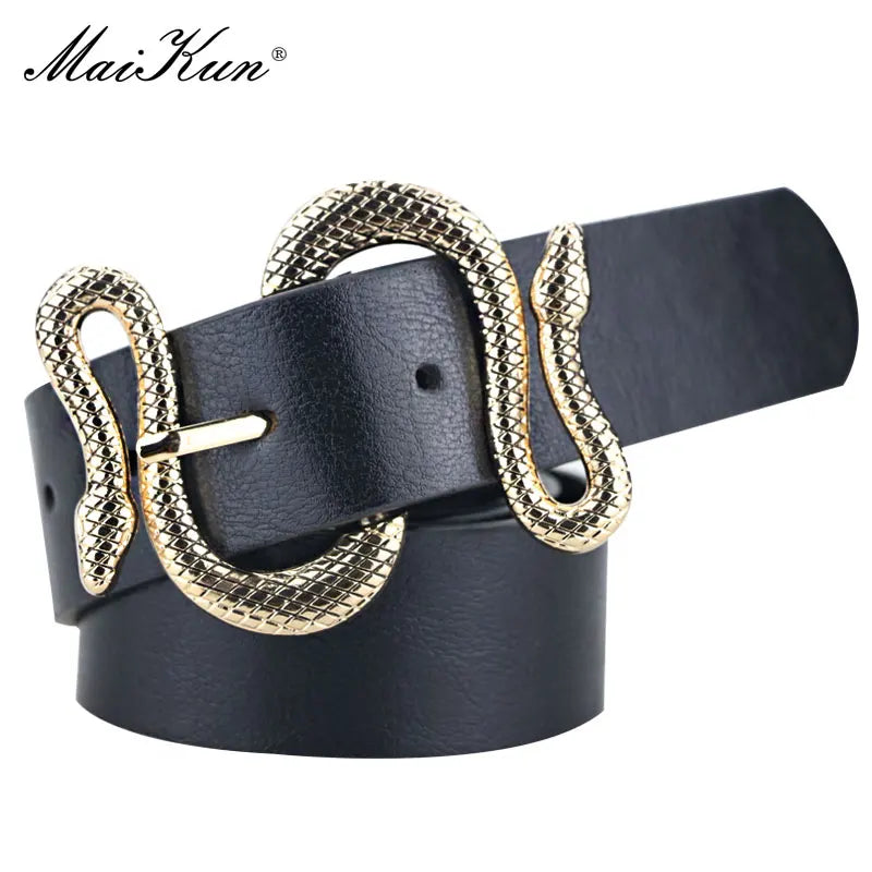 Snake Buckle Women’s Fashion Belt – Stylish PU Leather Waistband for Dresses, Jeans & More