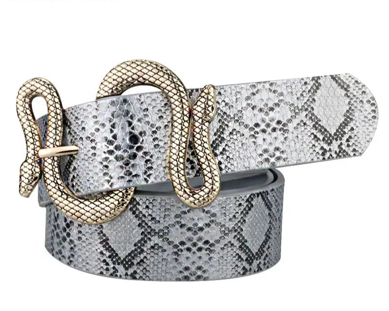 Snake Buckle Women’s Fashion Belt – Stylish PU Leather Waistband for Dresses, Jeans & More