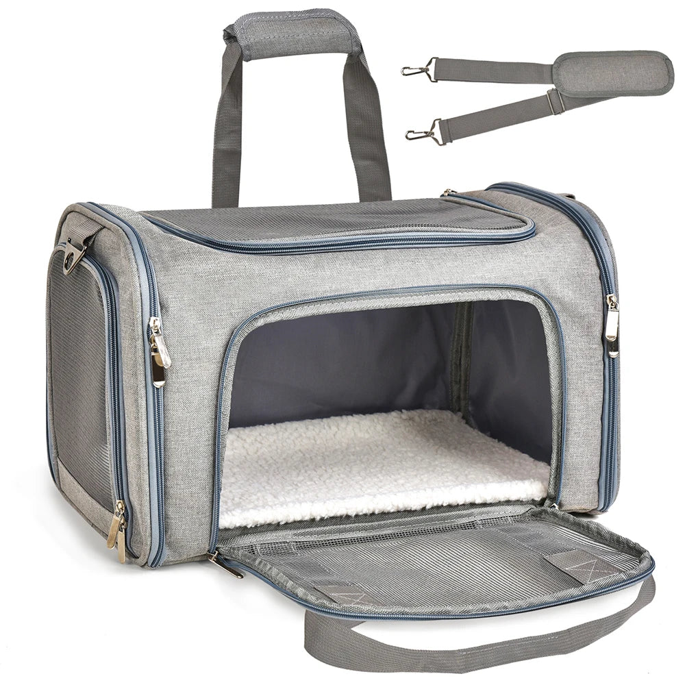 Airline-Approved Pet Carrier – Soft-Sided Dog & Cat Travel Bag with Breathable Mesh & Fleece Pad – Waterproof, Durable & Comfortable for Small Pets - StarLuxeTrend