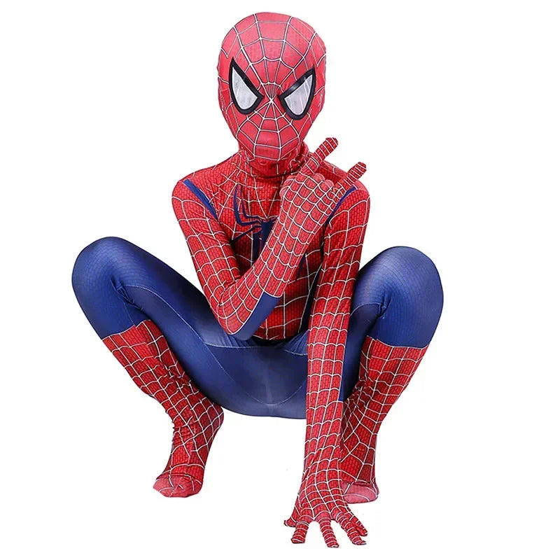 Spider-Man Official Kids Superhero Spandex Costume – 3D Full Bodysuit Outfit with Mask