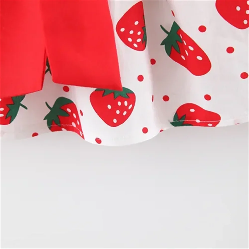Sweet Summer Baby Girl Strawberry Dress with Matching Hat – Sleeveless Vacation Outfit for 1–2 Years