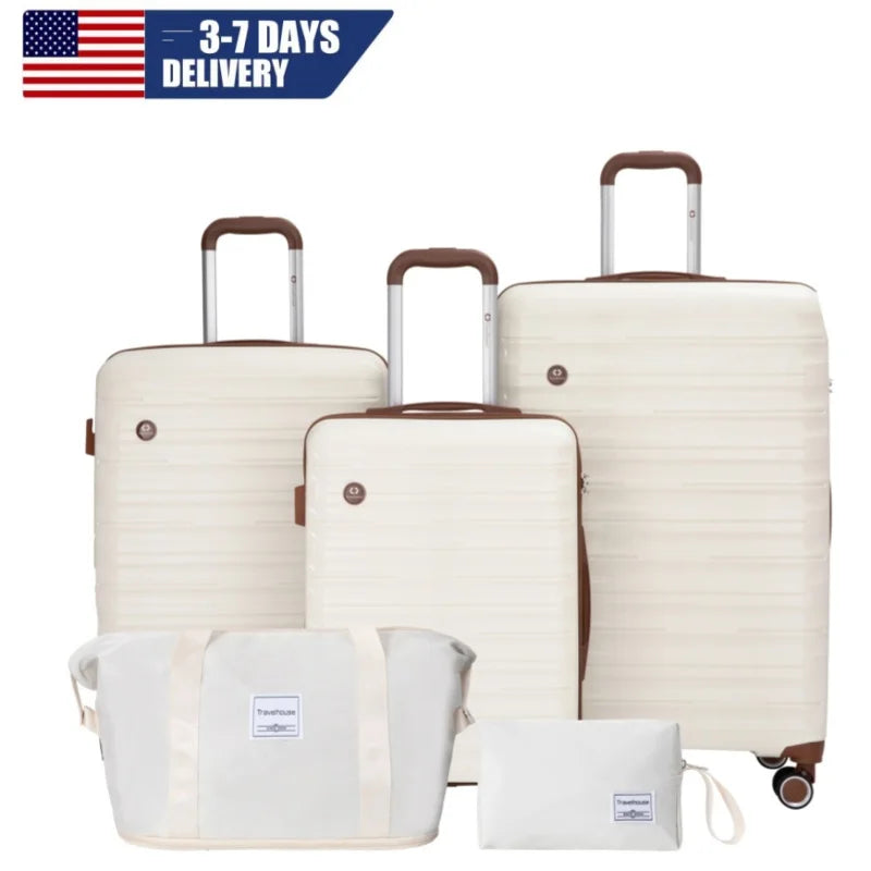 Luggage Sets- 5-Piece Durable Hardside Suitcases for Unisex- Travel Spinner Wheels & TSA Lock StarLuxeTrend