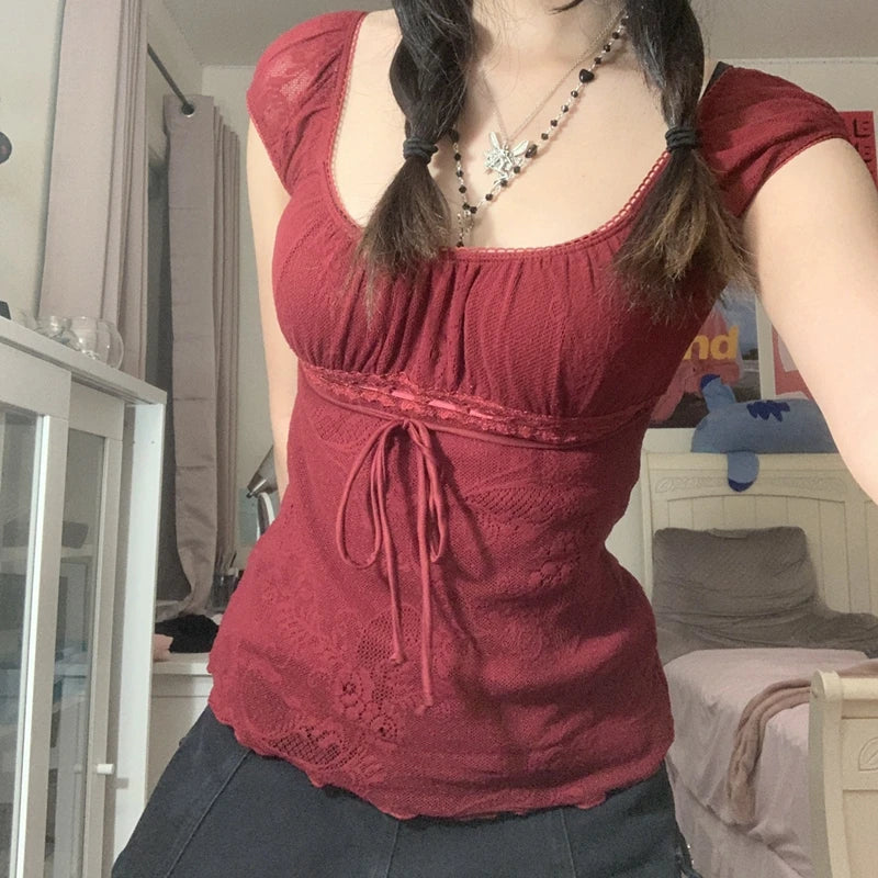 Elegant Lady's Square Collar T-shirt - StarLuxeTrend