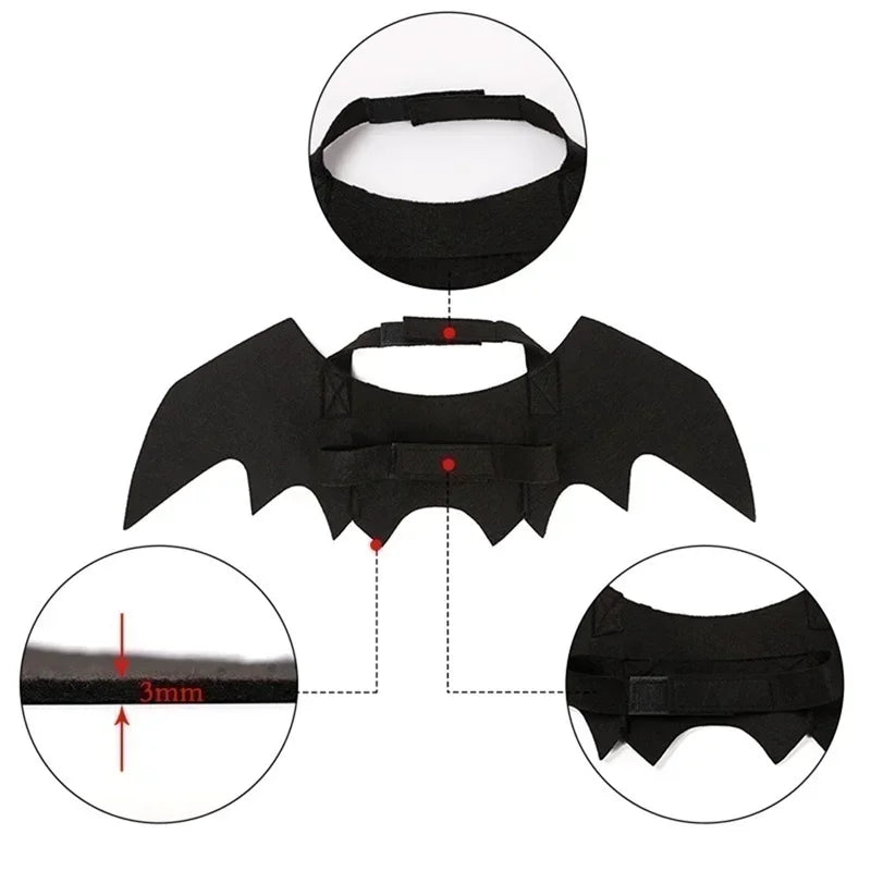 Black Bat Wings Pet Costume for Cats & Small Dogs – Halloween Cosplay Outfit