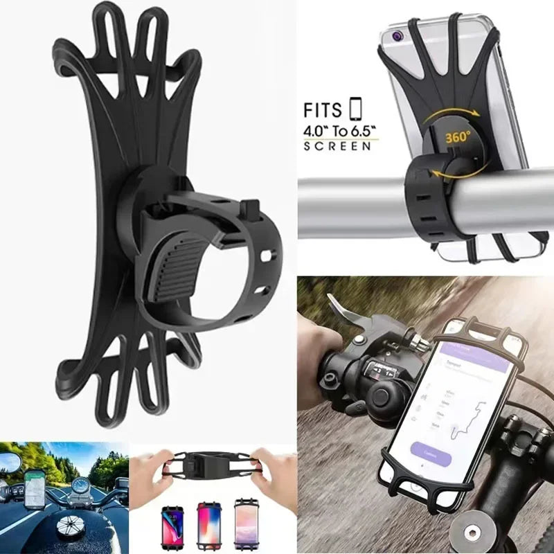 Universal 360° Rotatable Silicone Bike Phone Holder – Anti-Slip Bicycle & Motorcycle Mount for All Smartphones