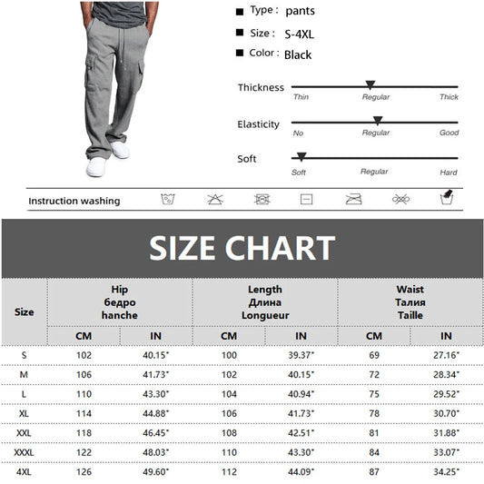 Men’s Straight Fit Joggers – Loose Oversized Sweatpants with Multi-Pockets & Drawstring - StarLuxeTrend