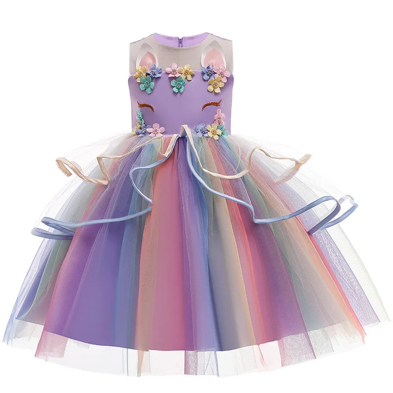 Unicorn Pastel Rainbow Princess Dress - StarLuxeTrend