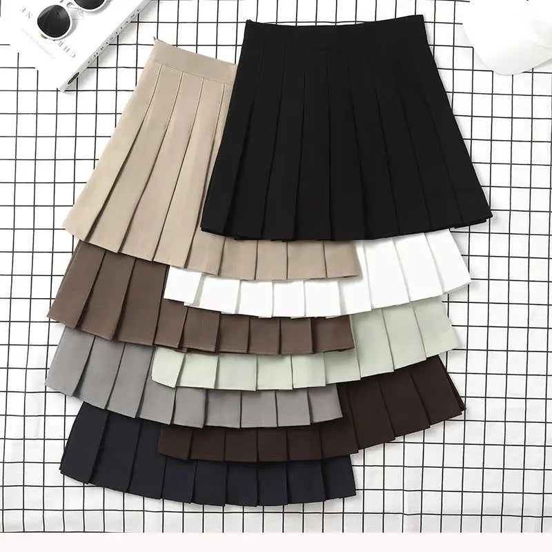Ladies 2022 Summer Clothes-Women's High Waist-Black Mini Pleated Skirt For School Girl Uniform - StarLuxeTrend