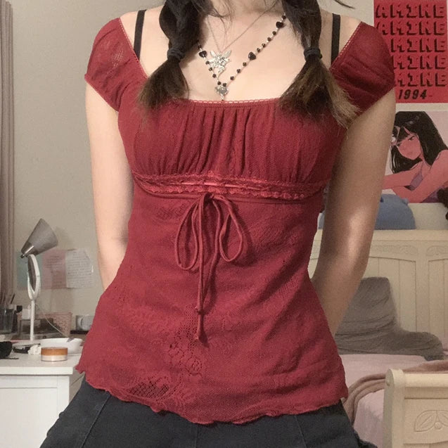Elegant Lady's Square Collar T-shirt - StarLuxeTrend