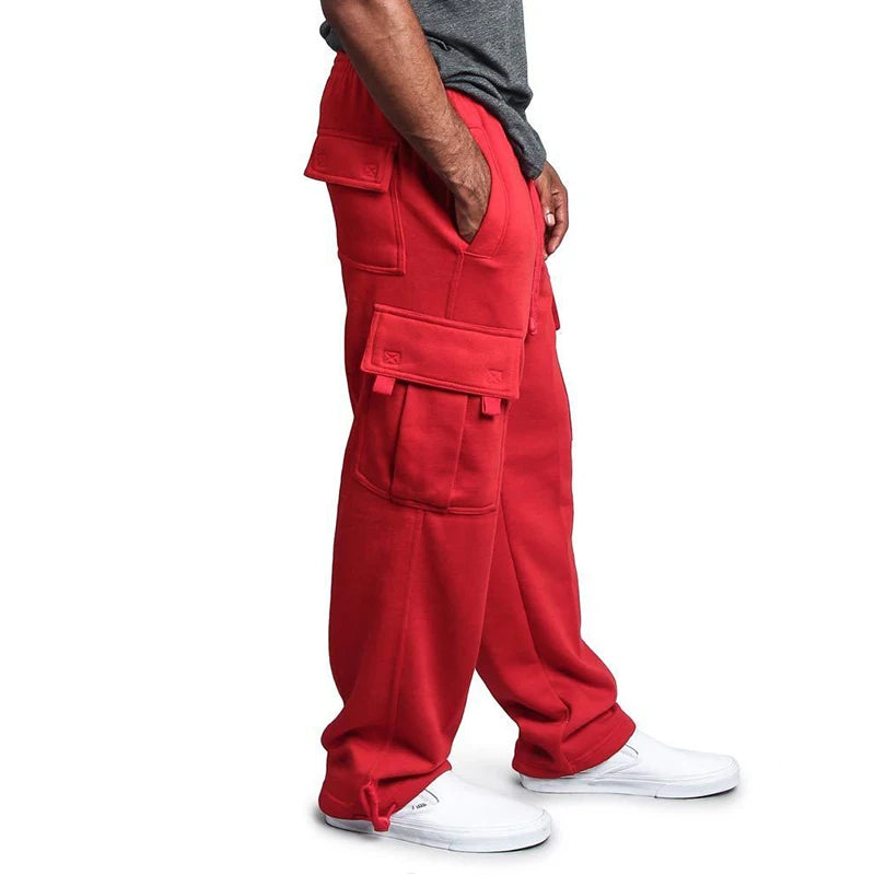 Men’s Straight Fit Joggers – Loose Oversized Sweatpants with Multi-Pockets & Drawstring - StarLuxeTrend