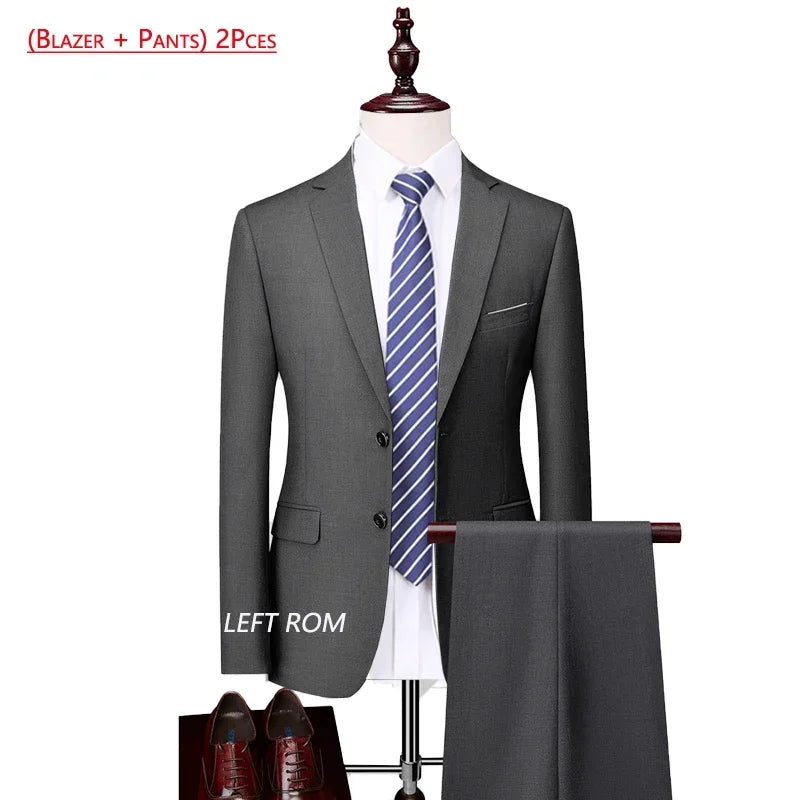 Men’s 3-Piece Slim Fit Formal Suit – Wedding Groom Tuxedo with Jacket, Vest & Pants – Business Dress Suit for Office & Events