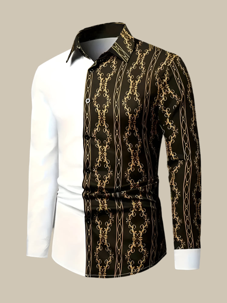 Men’s 3D Print Shirt – Casual V-Neck Long Sleeve Shirt
