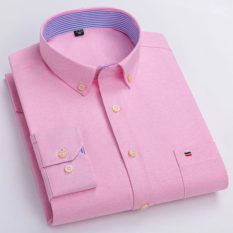 Men’s Long Sleeve Oxford Shirt – Casual Business Dress Shirt | 100% Cotton, Regular Fit, Smart Casual Style – S to 6XL
