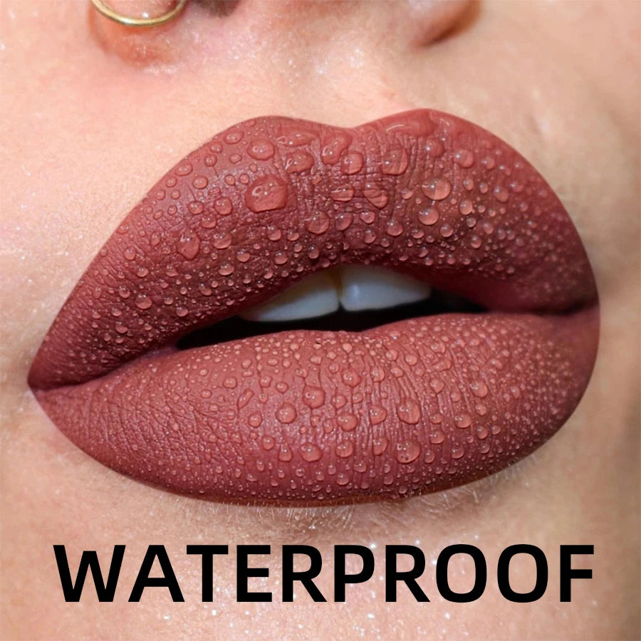 Matte Velvet Liquid Lipstick – 19 Waterproof Colors | Long-Lasting Nude, Red, Black Lip Gloss & Tint