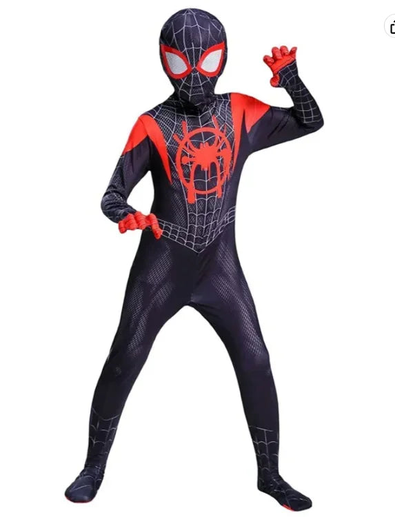 Spider-Man Official Kids Superhero Spandex Costume – 3D Full Bodysuit Outfit with Mask