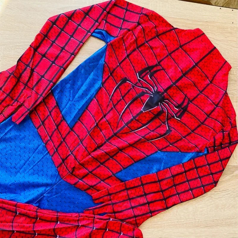 Spider-Man Official Kids Superhero Spandex Costume – 3D Full Bodysuit Outfit with Mask