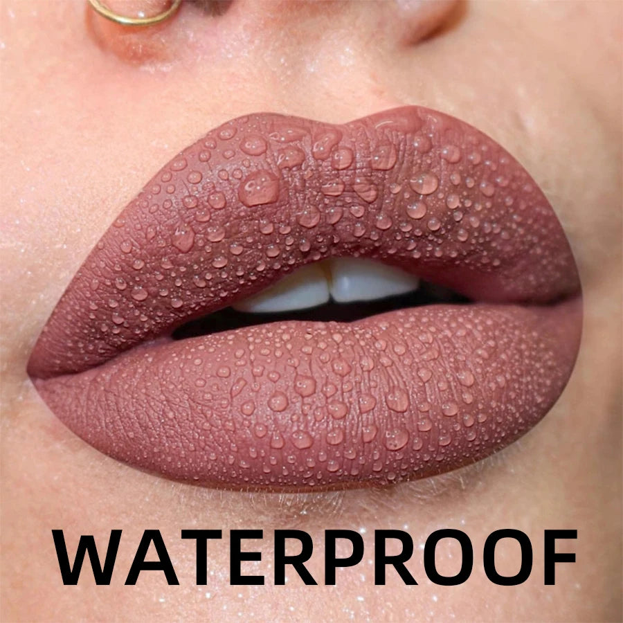 Matte Velvet Liquid Lipstick – 19 Waterproof Colors | Long-Lasting Nude, Red, Black Lip Gloss & Tint