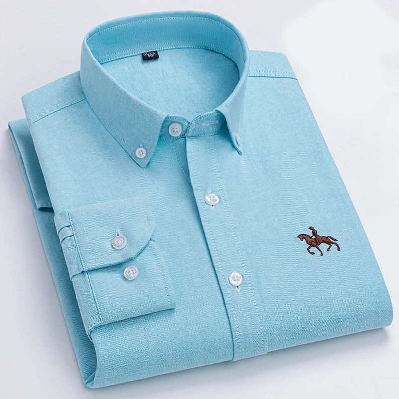 Men’s Long Sleeve Oxford Shirt – Casual Business Dress Shirt | 100% Cotton, Regular Fit, Smart Casual Style – S to 6XL
