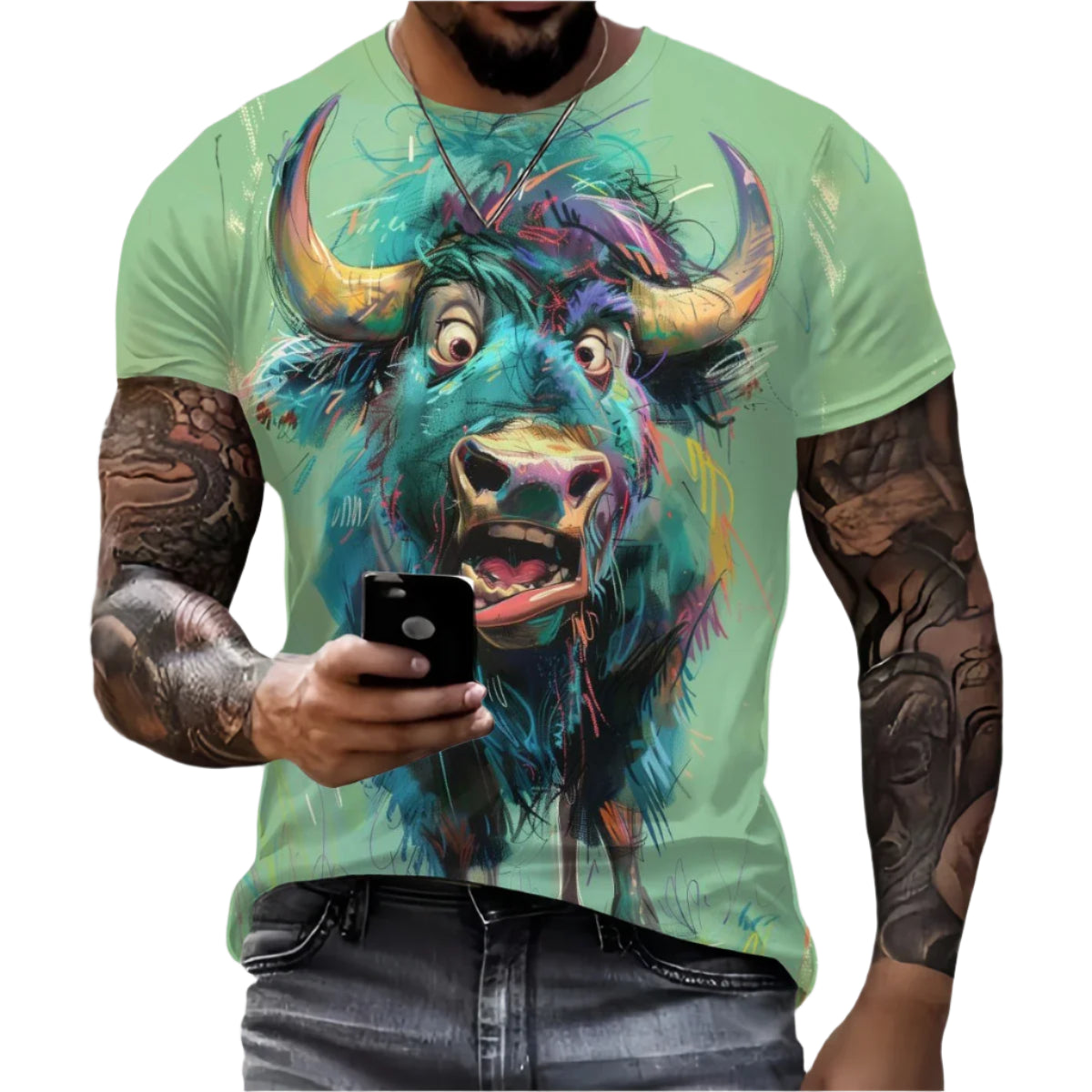 Men’s Retro Horse Print T-Shirt – 3D Graphic Short Sleeve Casual Streetwear - Quick-Dry Summer Tee