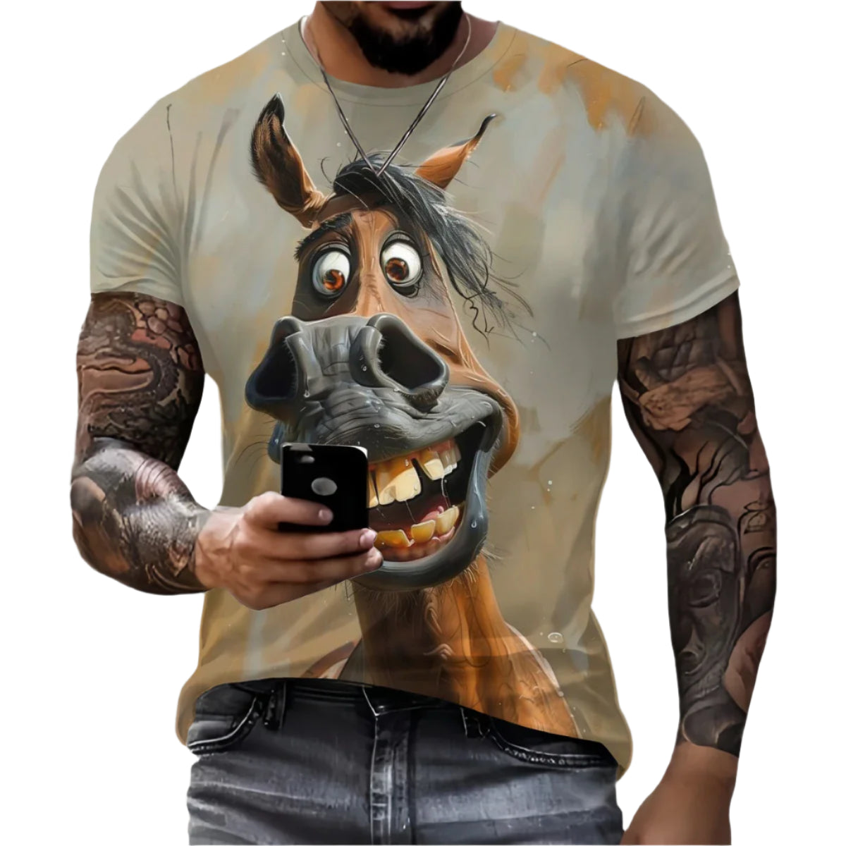 Men’s Retro Horse Print T-Shirt – 3D Graphic Short Sleeve Casual Streetwear - Quick-Dry Summer Tee
