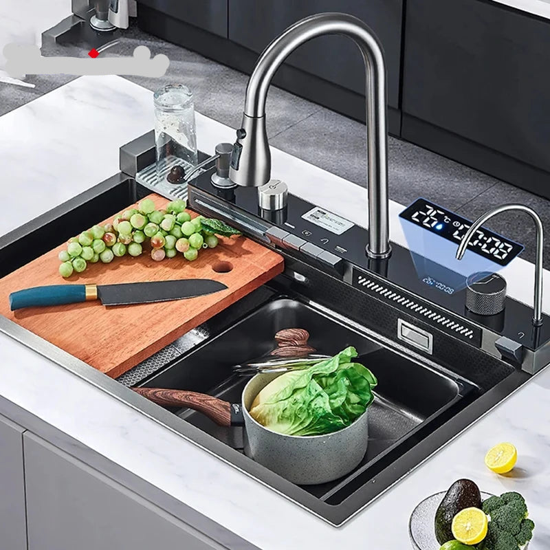 Premium Digital Stainless Steel Waterfall Kitchen Sink - StarLuxeTrend
