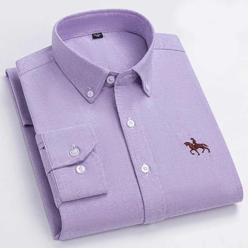 Men’s Long Sleeve Oxford Shirt – Casual Business Dress Shirt | 100% Cotton, Regular Fit, Smart Casual Style – S to 6XL