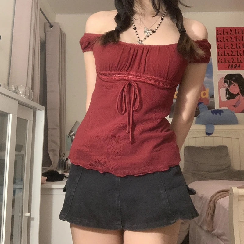 Elegant Lady's Square Collar T-shirt - StarLuxeTrend