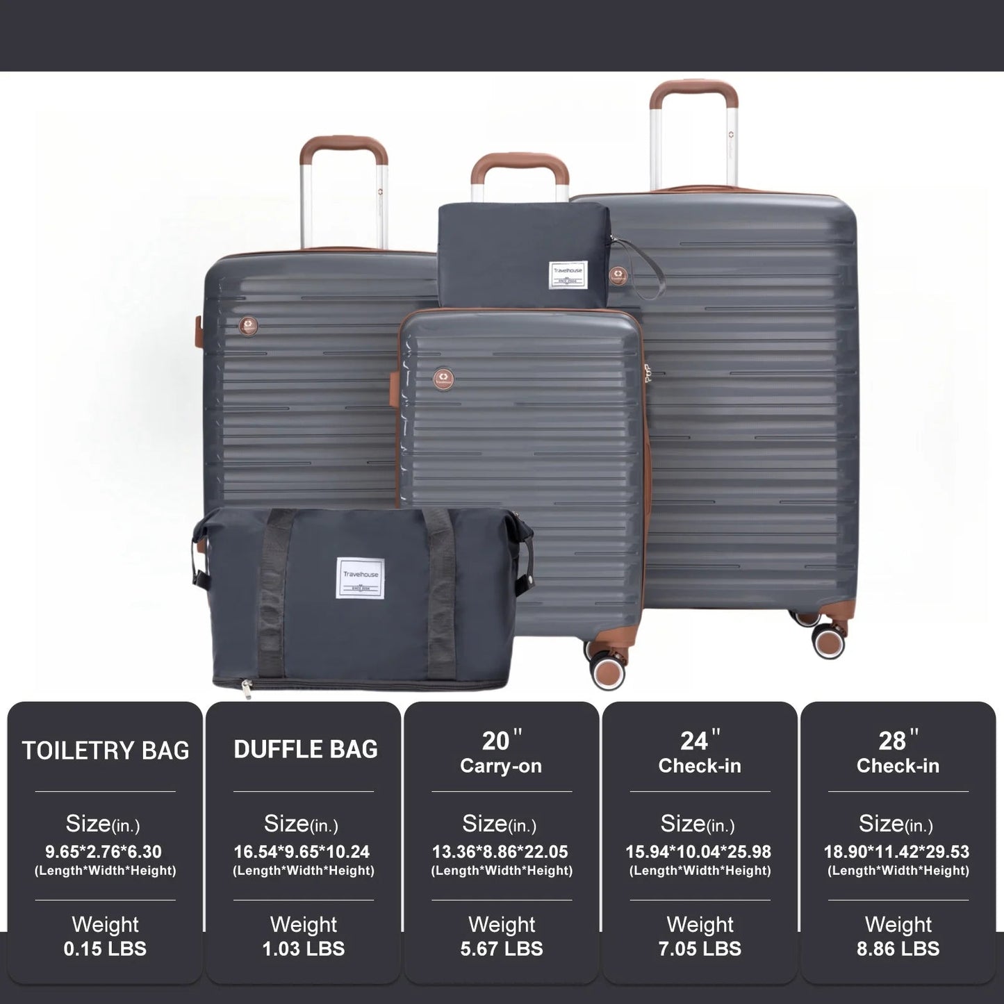 Luggage Sets- 5-Piece Durable Hardside Suitcases for Unisex- Travel Spinner Wheels & TSA Lock StarLuxeTrend