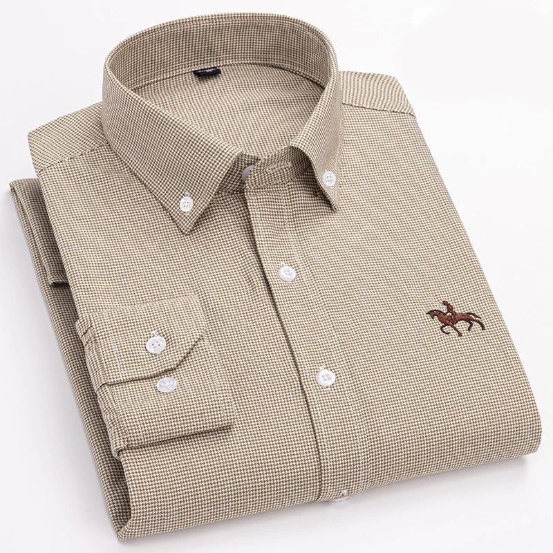 Men’s Long Sleeve Oxford Shirt – Casual Business Dress Shirt | 100% Cotton, Regular Fit, Smart Casual Style – S to 6XL