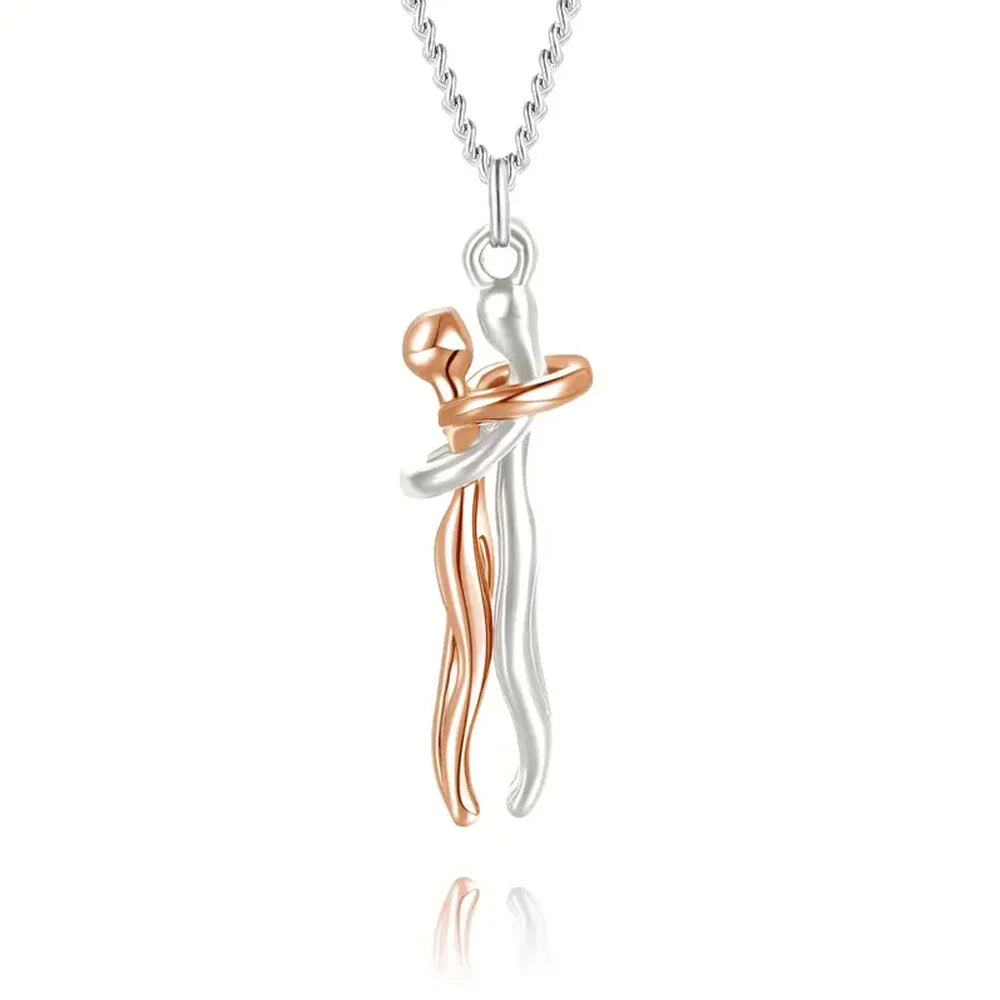 Chic Hug Pendant Necklace for Couples - Elegant Love Symbol