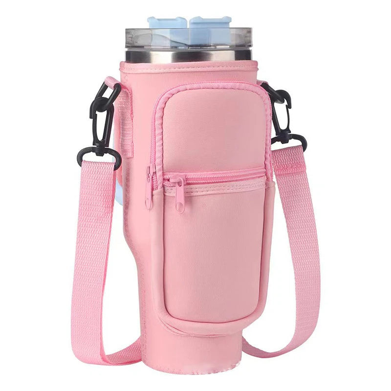 Water Bottle Carrier Bag with Phone Pocket – Adjustable Strap Holder for Stanley Cup 40 oz - StarLuxeTrend