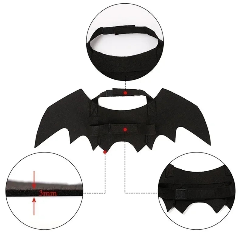 Black Bat Wings Pet Costume for Cats & Small Dogs – Halloween Cosplay Outfit