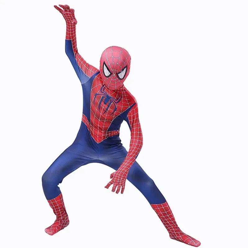 Spider-Man Official Kids Superhero Spandex Costume – 3D Full Bodysuit Outfit with Mask