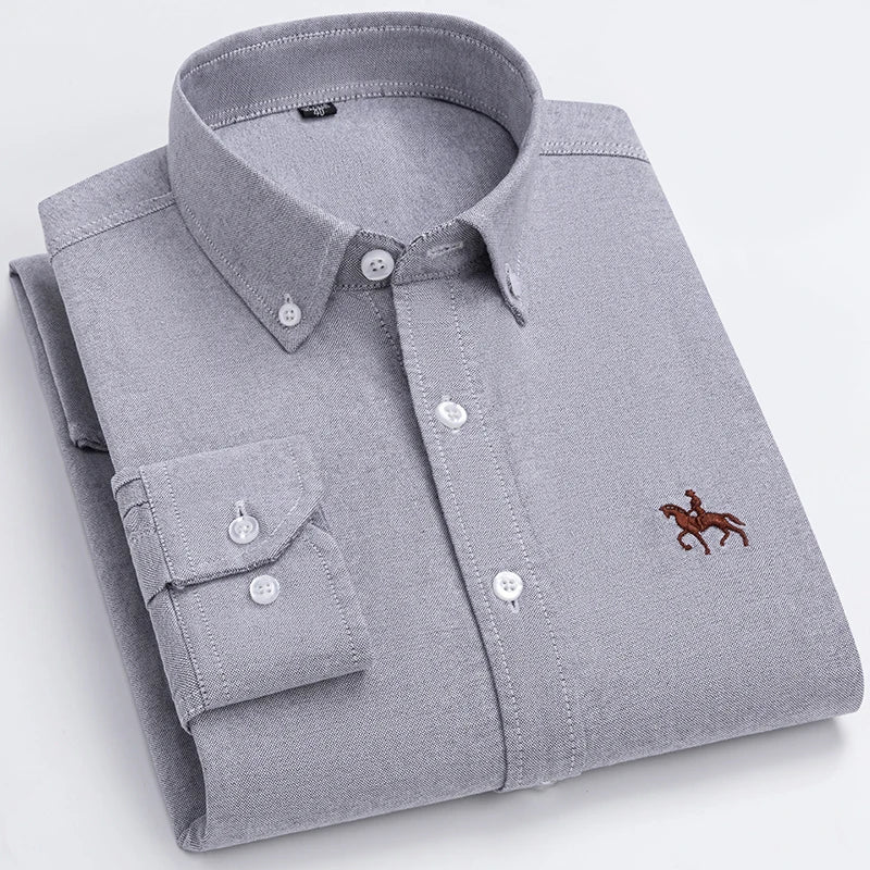 Men’s Long Sleeve Oxford Shirt – Casual Business Dress Shirt | 100% Cotton, Regular Fit, Smart Casual Style – S to 6XL
