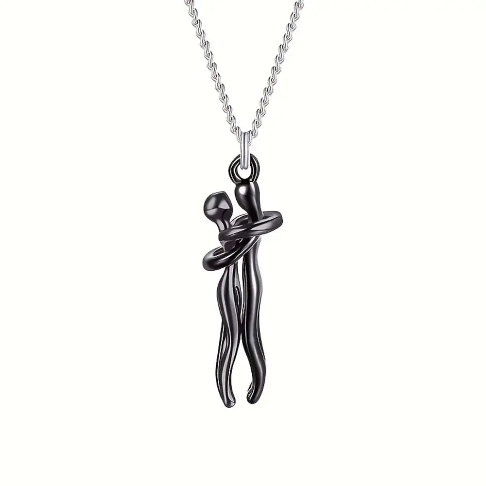 Chic Hug Pendant Necklace for Couples - Elegant Love Symbol