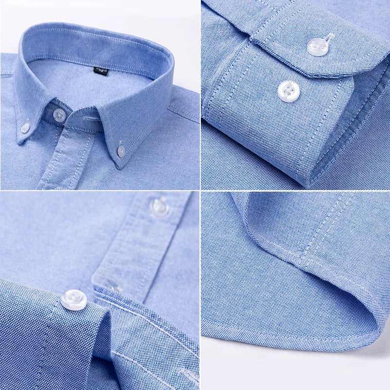 Men’s Long Sleeve Oxford Shirt – Casual Business Dress Shirt | 100% Cotton, Regular Fit, Smart Casual Style – S to 6XL