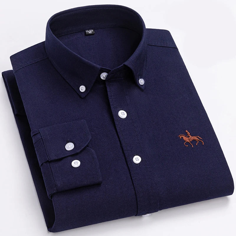 Men’s Long Sleeve Oxford Shirt – Casual Business Dress Shirt | 100% Cotton, Regular Fit, Smart Casual Style – S to 6XL