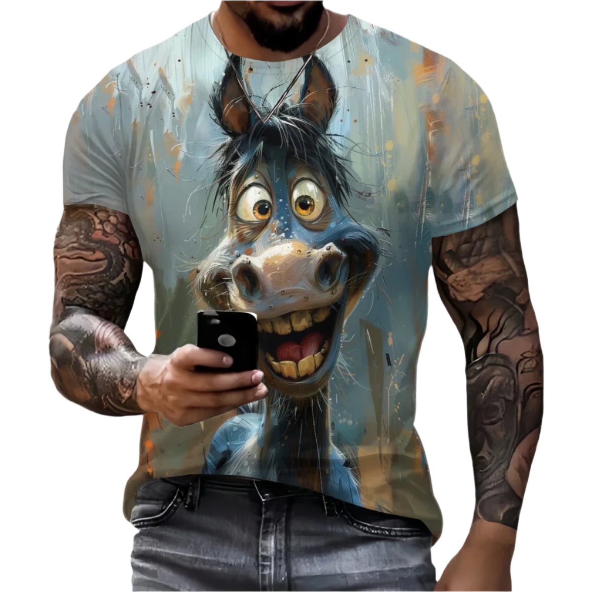 Men’s Retro Horse Print T-Shirt – 3D Graphic Short Sleeve Casual Streetwear - Quick-Dry Summer Tee