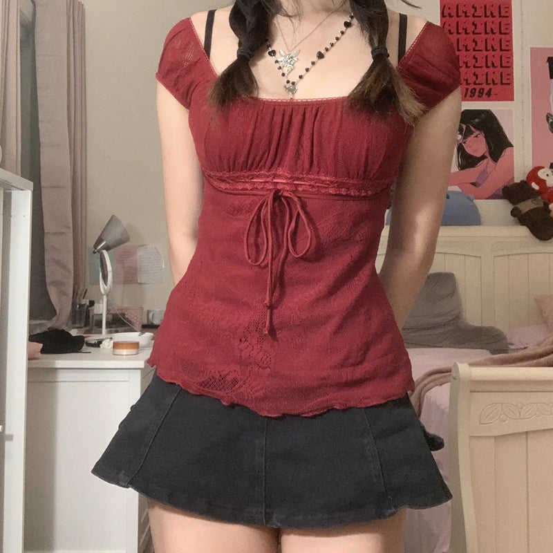 Elegant Lady's Square Collar T-shirt - StarLuxeTrend