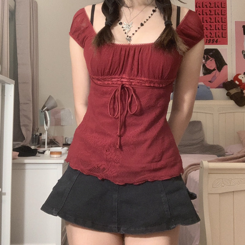 Elegant Lady's Square Collar T-shirt - StarLuxeTrend