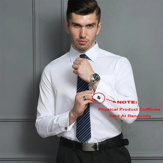 Men’s French Cuff Tuxedo Dress Shirt – Formal Long Sleeve Button-Up Shirt for Wedding, Party, or Office – Sizes M to 6XL