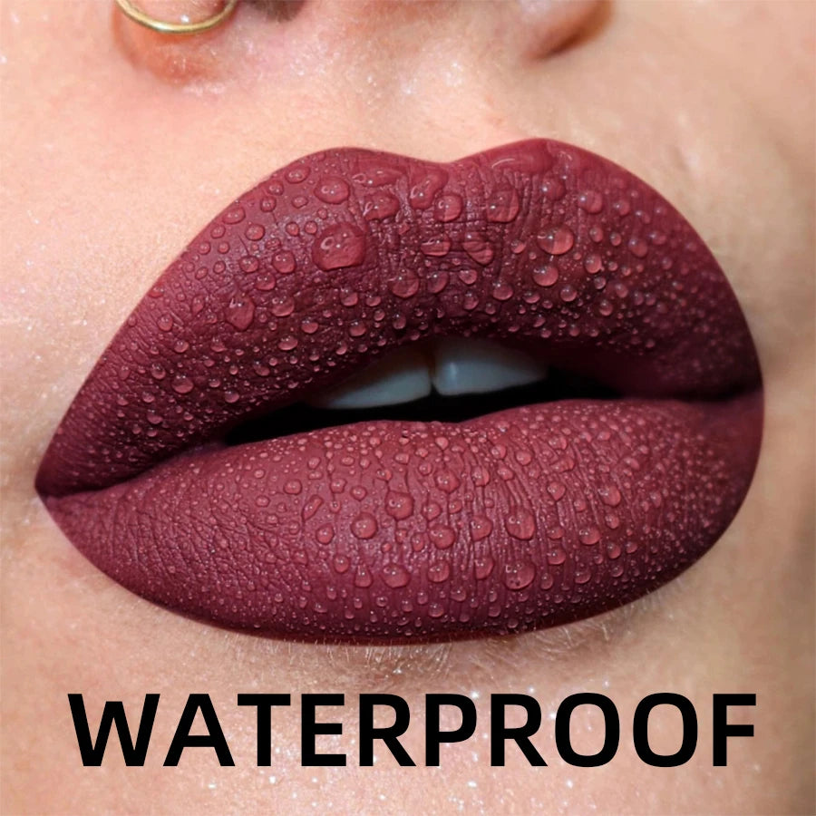 Matte Velvet Liquid Lipstick – 19 Waterproof Colors | Long-Lasting Nude, Red, Black Lip Gloss & Tint