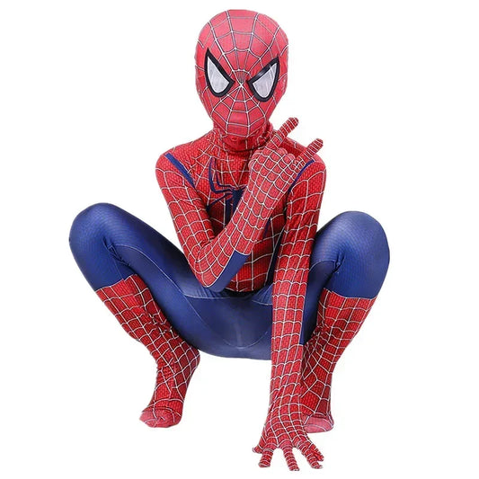 Spider-Man Official Kids Superhero Spandex Costume – 3D Full Bodysuit Outfit with Mask