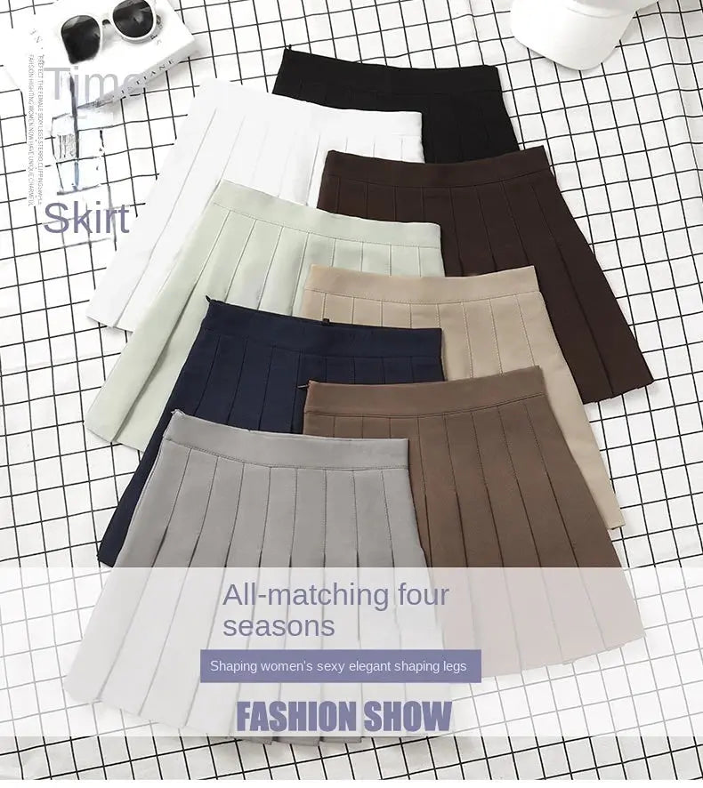 Ladies 2022 Summer Clothes-Women's High Waist-Black Mini Pleated Skirt For School Girl Uniform - StarLuxeTrend
