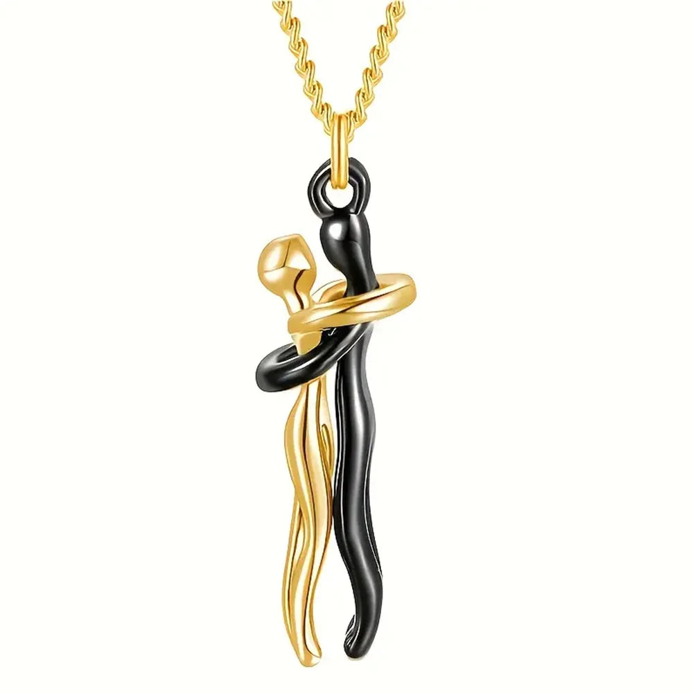 Chic Hug Pendant Necklace for Couples - Elegant Love Symbol